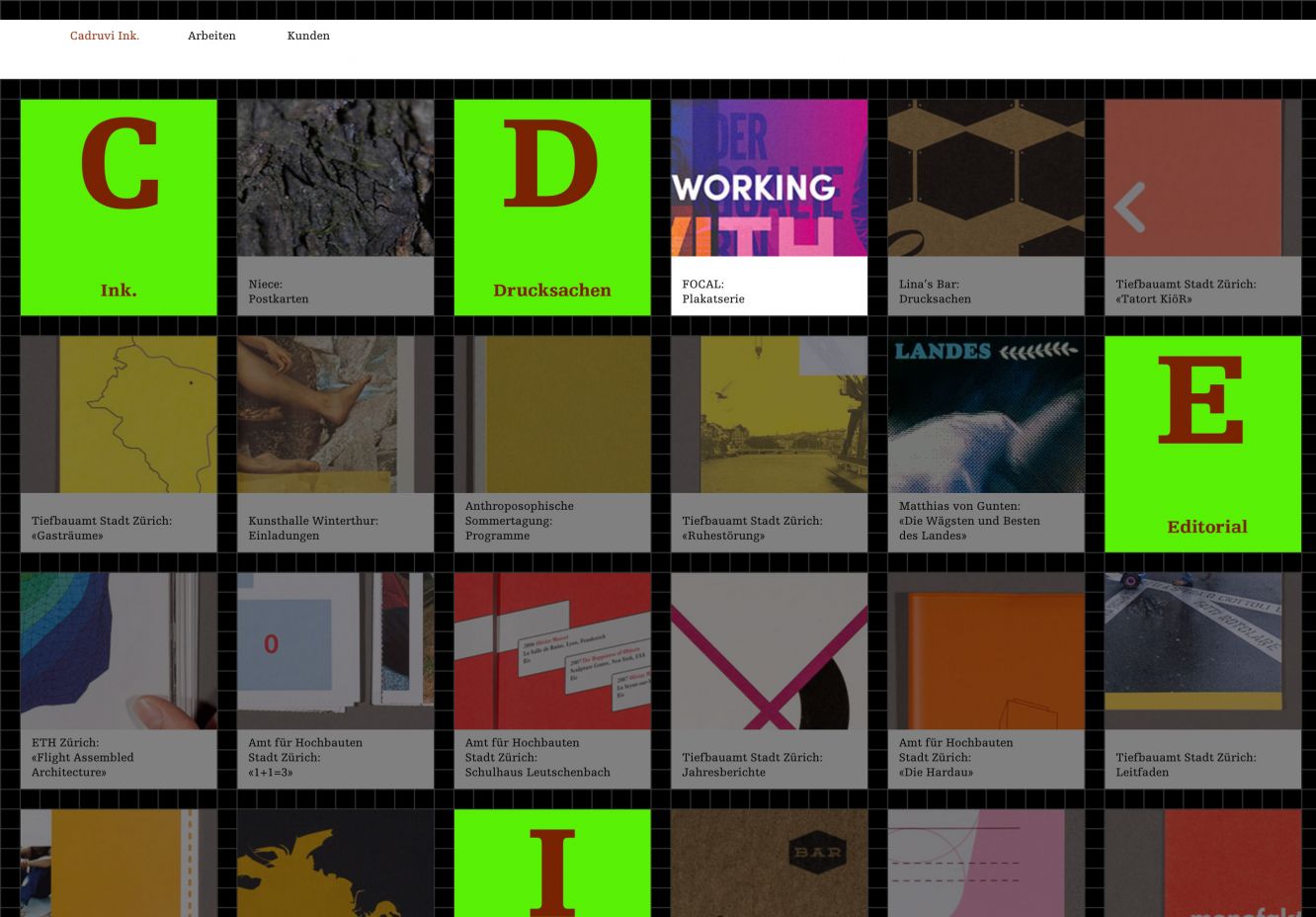 Arbeitsportfolio Beat Cadruvi, Cadruvi Ink. – Desktop-Ansicht