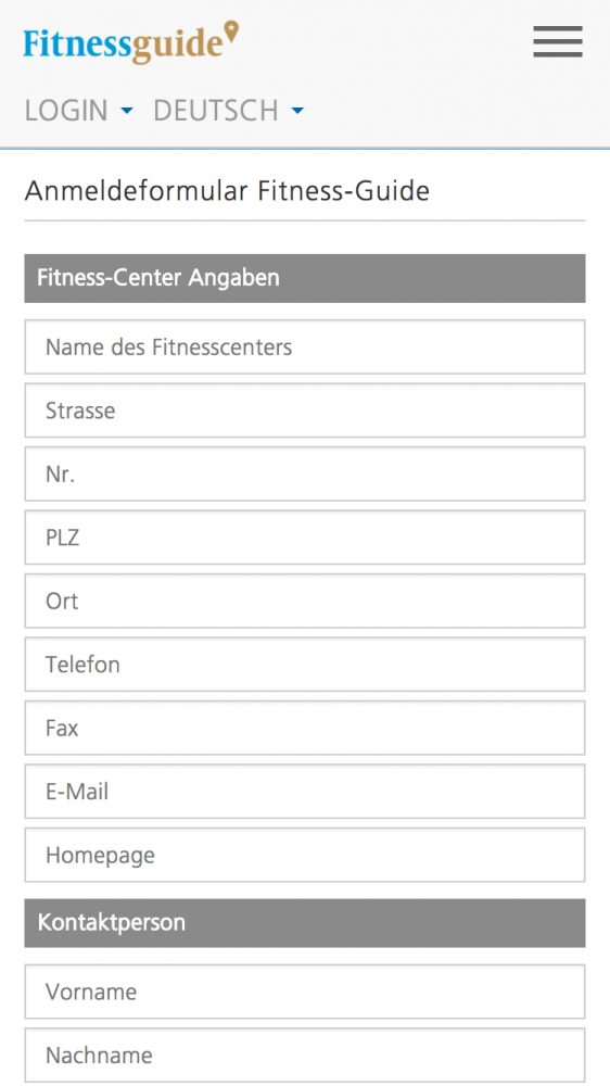 Fitness-Guide Qualitätslabel für Center und Kursanbieter – mobile Ansicht