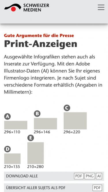 Argumente für die Presse Verlegerverband SCHWEIZER MEDIEN – mobile Ansicht