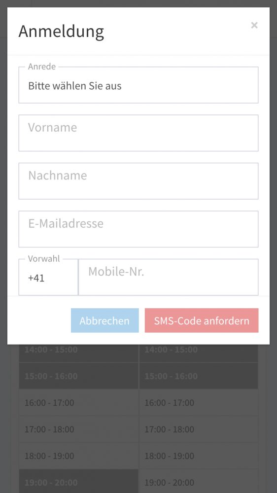 Online-Buchungssystem mit Centercom-Anbindung – mobile Ansicht