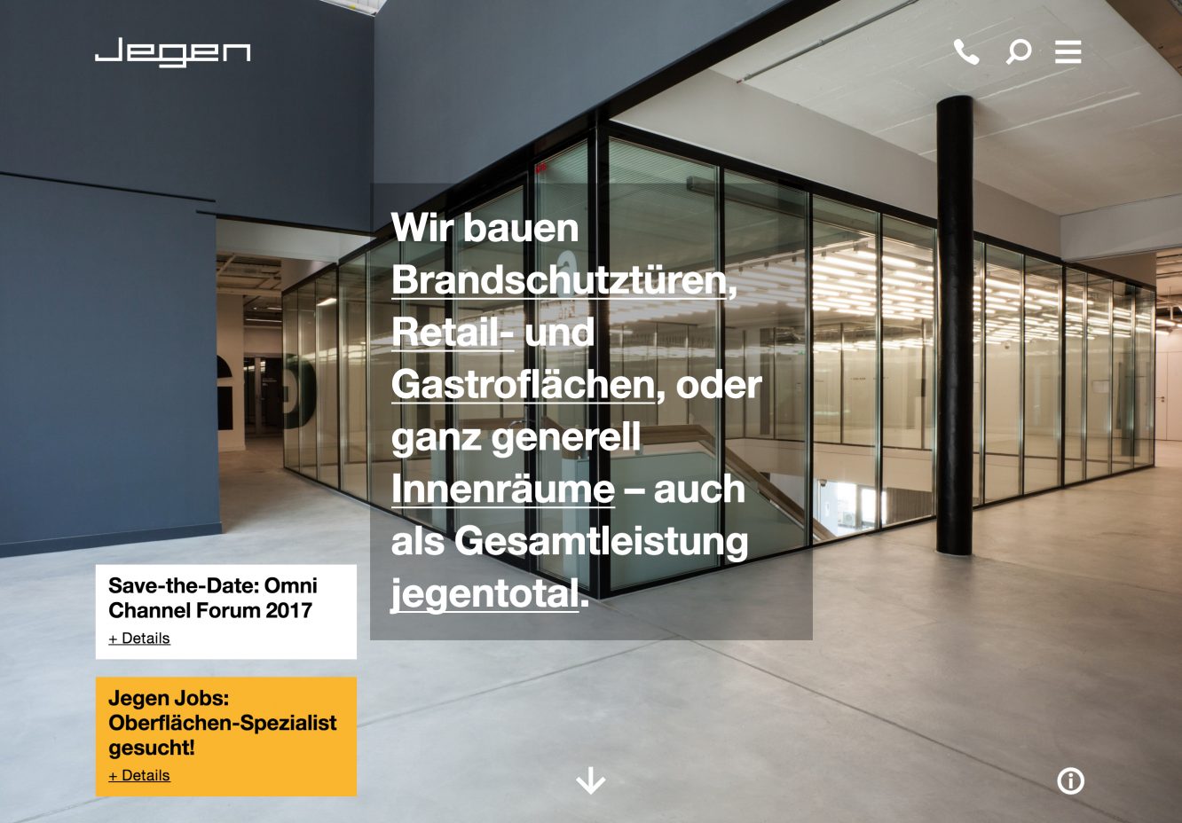 Jegen AG – Desktop-Ansicht