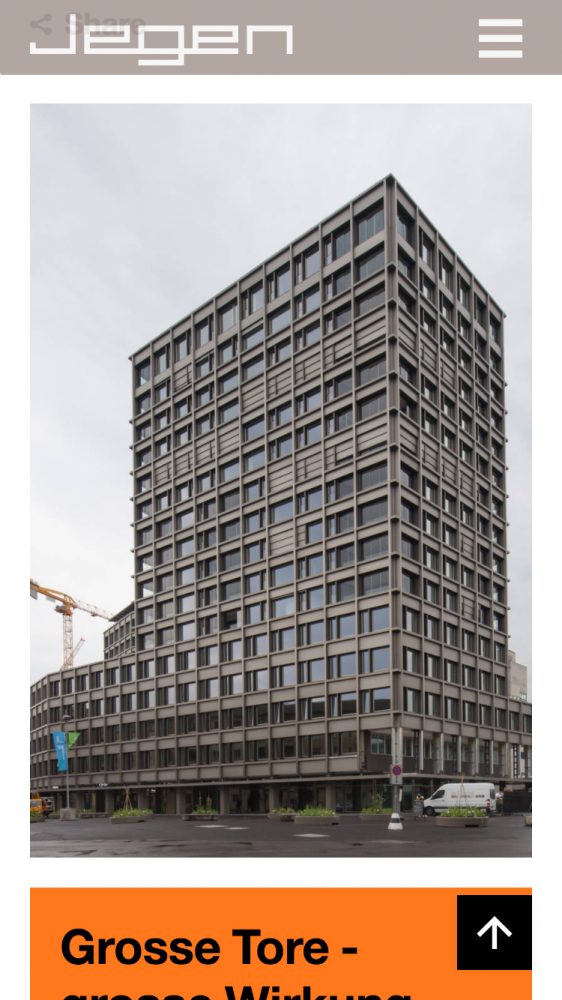 Jegen AG – mobile Ansicht