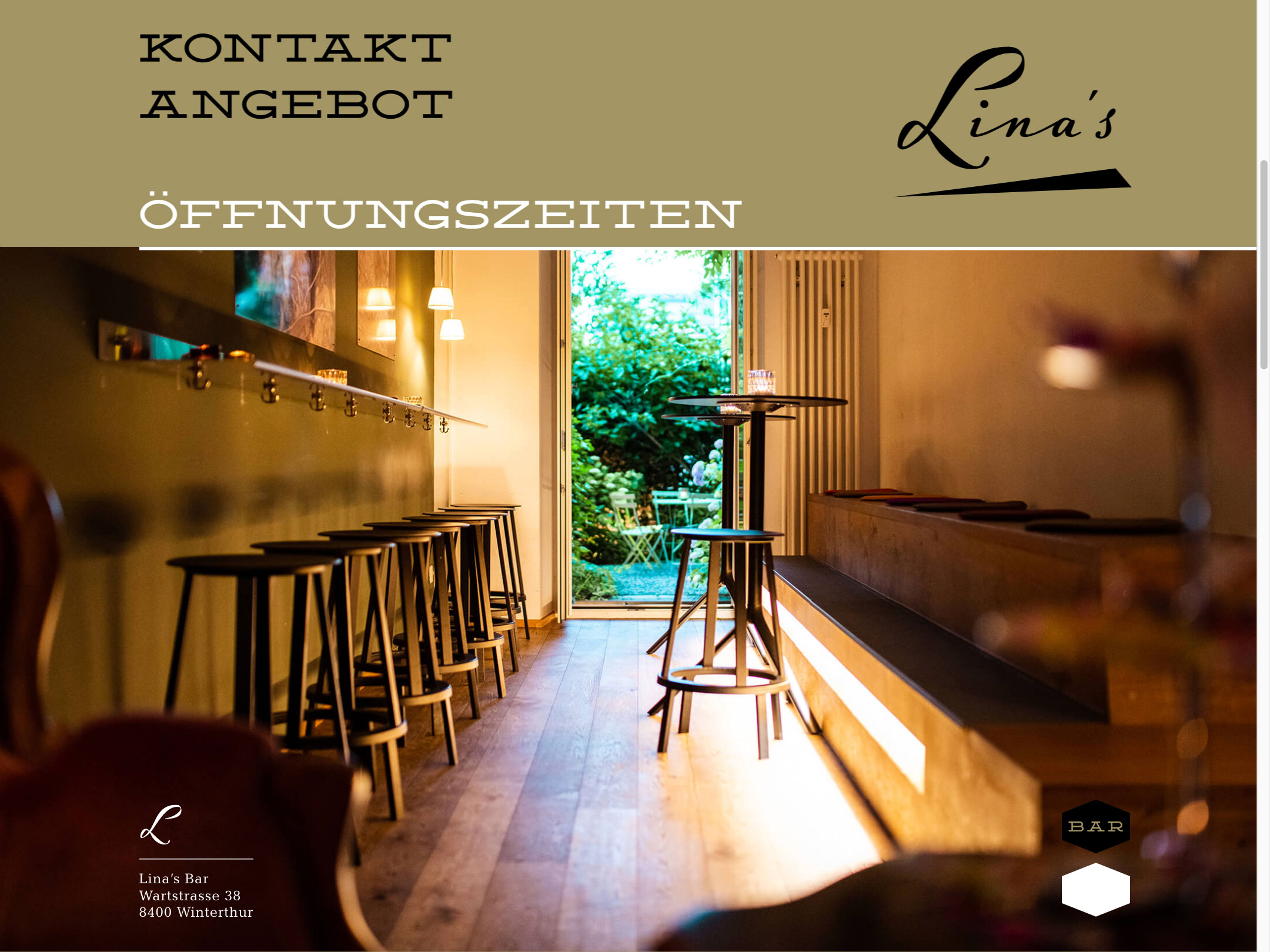 Lina’s Bar Winterthur – Desktop-Ansicht