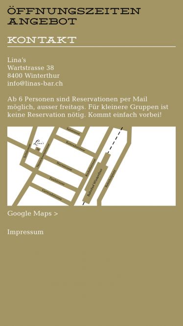 Lina’s Bar Winterthur – mobile Ansicht