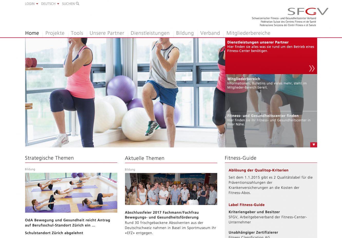 Schweizerischer Fitness- und Gesundheitscenter Verband SFGV – Desktop-Ansicht