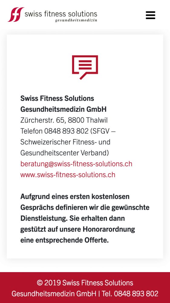 Swiss Fitness Solutions Gesundheitsmedizin GmbH – mobile Ansicht