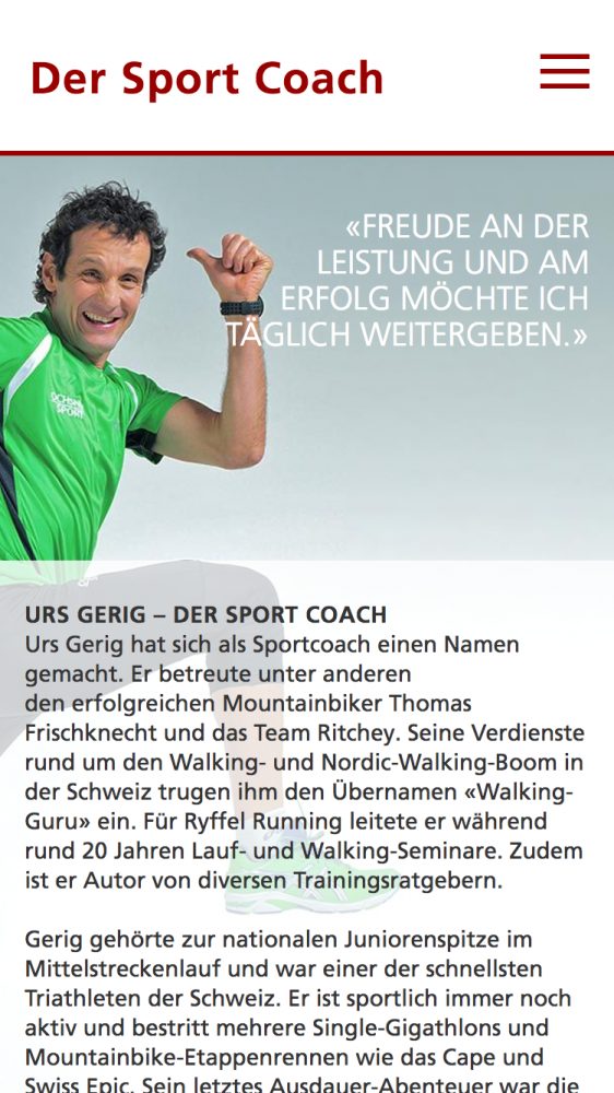 Urs Gerig «Der Sport Coach» – mobile Ansicht