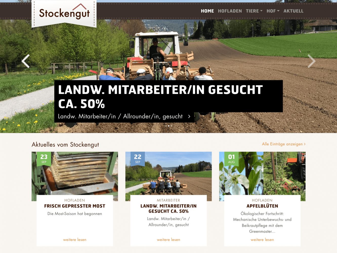 Bauernhof «Stockengut Kilchberg» – Desktop-Ansicht
