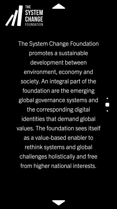 The System Change Foundation – mobile Ansicht